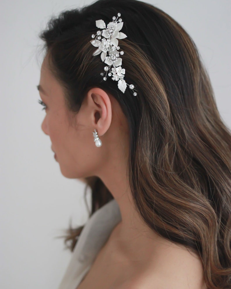 Floral Bridal Comb, Floral Wedding Hair Comb, Bridal Hair Comb, Floral Bridal Hair Accessory, Wedding Hair Accessory, Floral Comb 2437 image 7