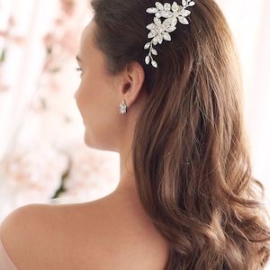 Crystal Pearl Wedding Clip, Crystal & Pearl Bridal Hair Clip, Wedding Hair Clip, Crystal Bridal Hair Clip, Floral Crystal Hair Clip2438 image 7