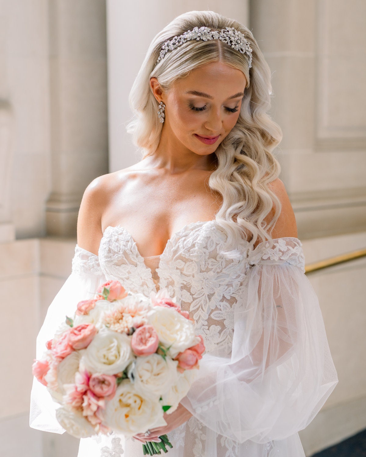 Pearl and Crystal Wedding Headband • Pearl Bridal Headband  display picture 1