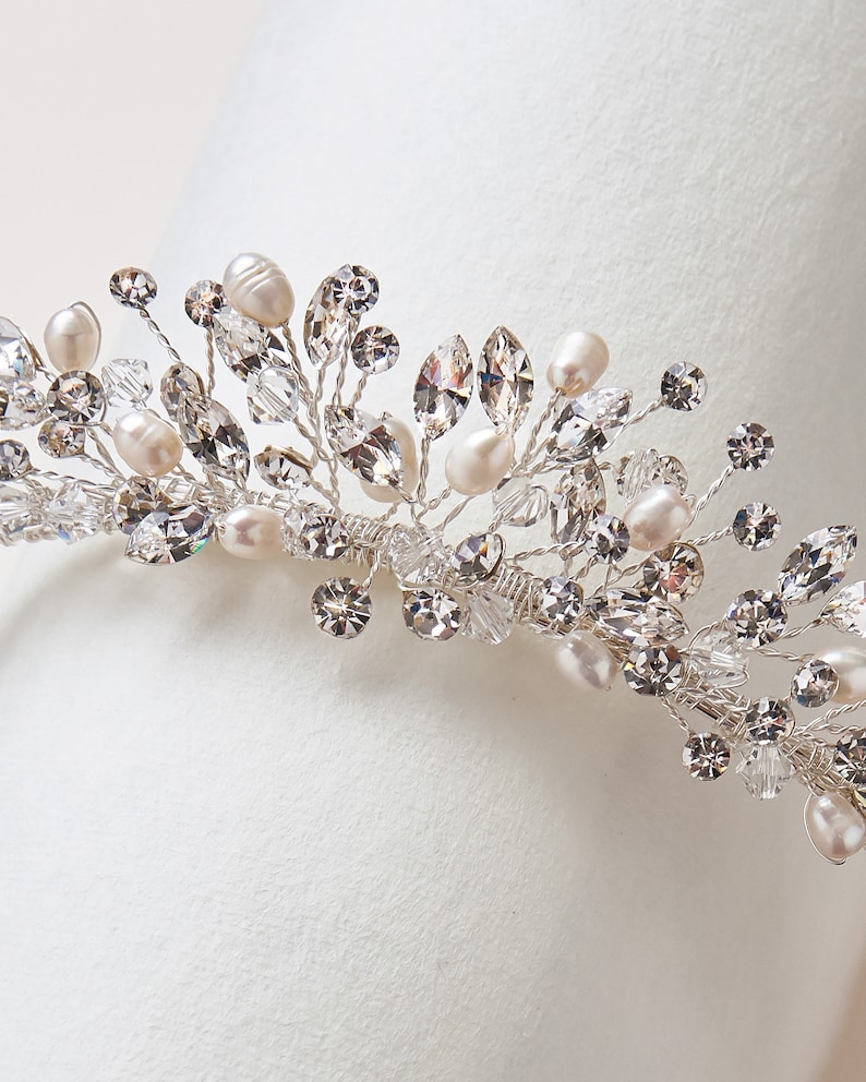 Pearl & Crystal Wedding Tiara Bridal Tiara Pearl Wedding Etsy