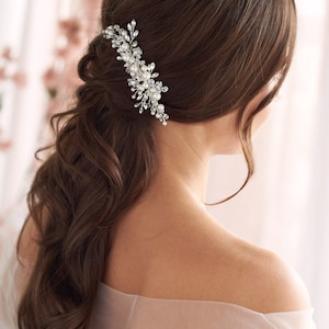Pearl & Crystal Bridal Comb Floral Wedding Crystal Comb image 7