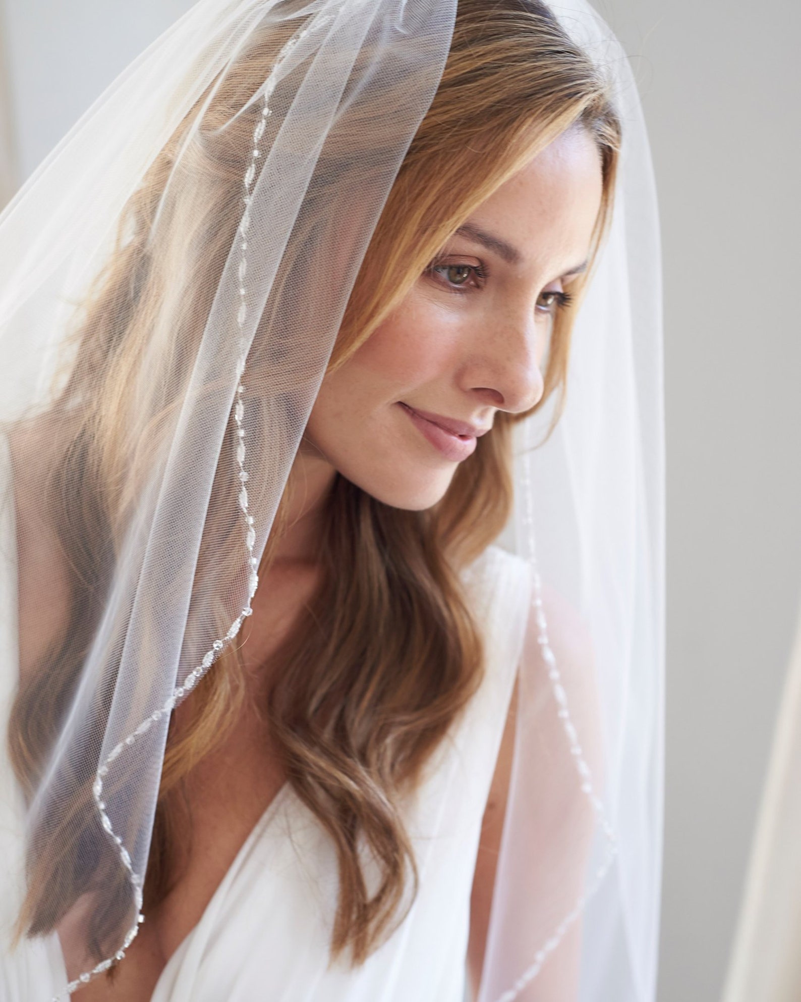 Beaded Bridal Veil Pearl Wedding Veil Ivory Bridal Veil Etsy