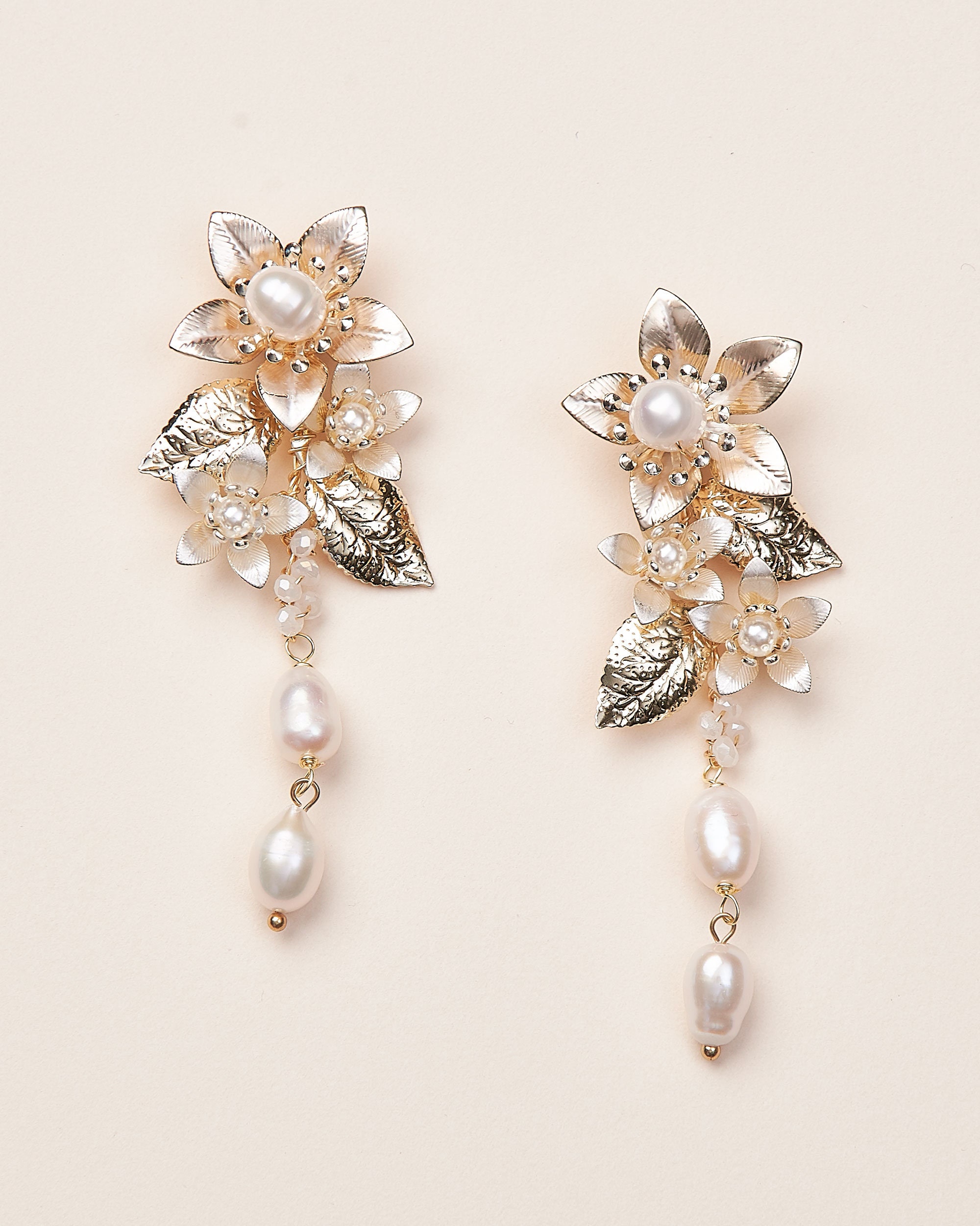 Pearl Wedding Earrings Floral Earrings Pearl Bridal | Etsy