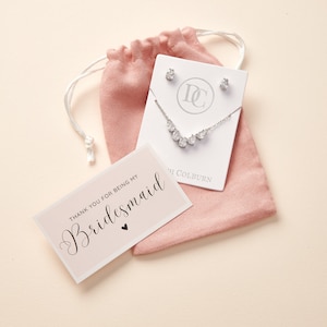 Gift Ready! Bridesmaid CZ Jewelry Gift Set with Personalized Card, Bridesmaid Jewelry, Bridal Party Jewelry, Wedding Jewelry  ~1723