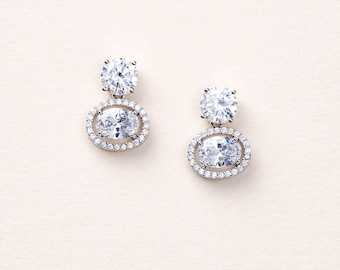Delicate CZ Earrings • Classic Wedding Jewelry • Bridal Studs in Silver or Gold • 4546