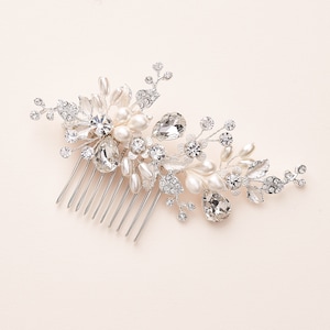 Blumen Brautkamm • Perle & Kristall Hochzeit Kamm • Brautkamm • Süßwasserperle Kamm • Hochzeit Kamm • Blumen Braut Haarkamm • 2453