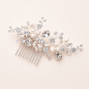 Floral Bridal Comb, Pearl & Crystal Wedding Comb, Bridal Comb, Freshwater Pearl Comb, Wedding Comb, Floral Bridal Hair Comb, Weddings~2453