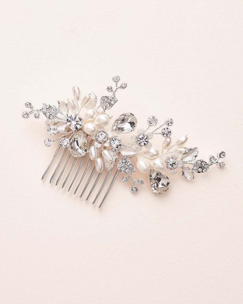 Floral Bridal Comb, Pearl & Crystal Wedding Comb, Bridal Comb, Freshwater Pearl Comb, Wedding Comb, Floral Bridal Hair Comb, Weddings2453 image 1