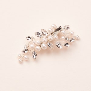 Petite Bridal Clip Pearl Wedding Clip Simple Bridal Clip Floral Pearl Clip Small Wedding Clip Crystal Bridal Hair Clip 2523 image 2