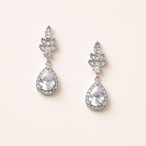 Juliette Silver Drop Earrings in White CZ