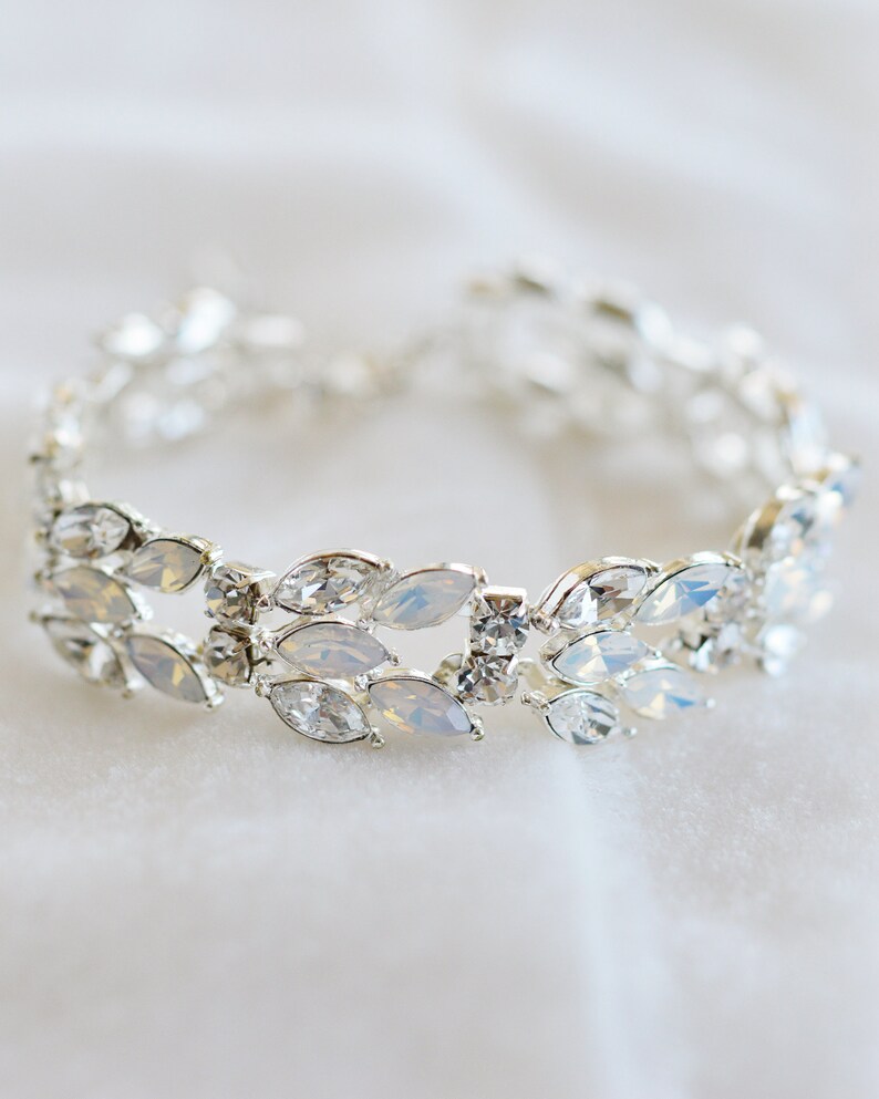 Opal Crystal Wedding Bracelet Opal Bracelet Silver Opal Etsy