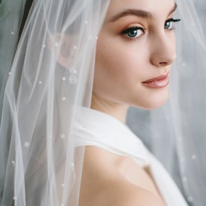 Cathedral Wedding Veil, Scattered Pearl Bridal Veil, Scattered Pearl Wedding Veil, Cathedral Wedding Veil, Ivory Veil, Fingertip Veil 5102 image 2