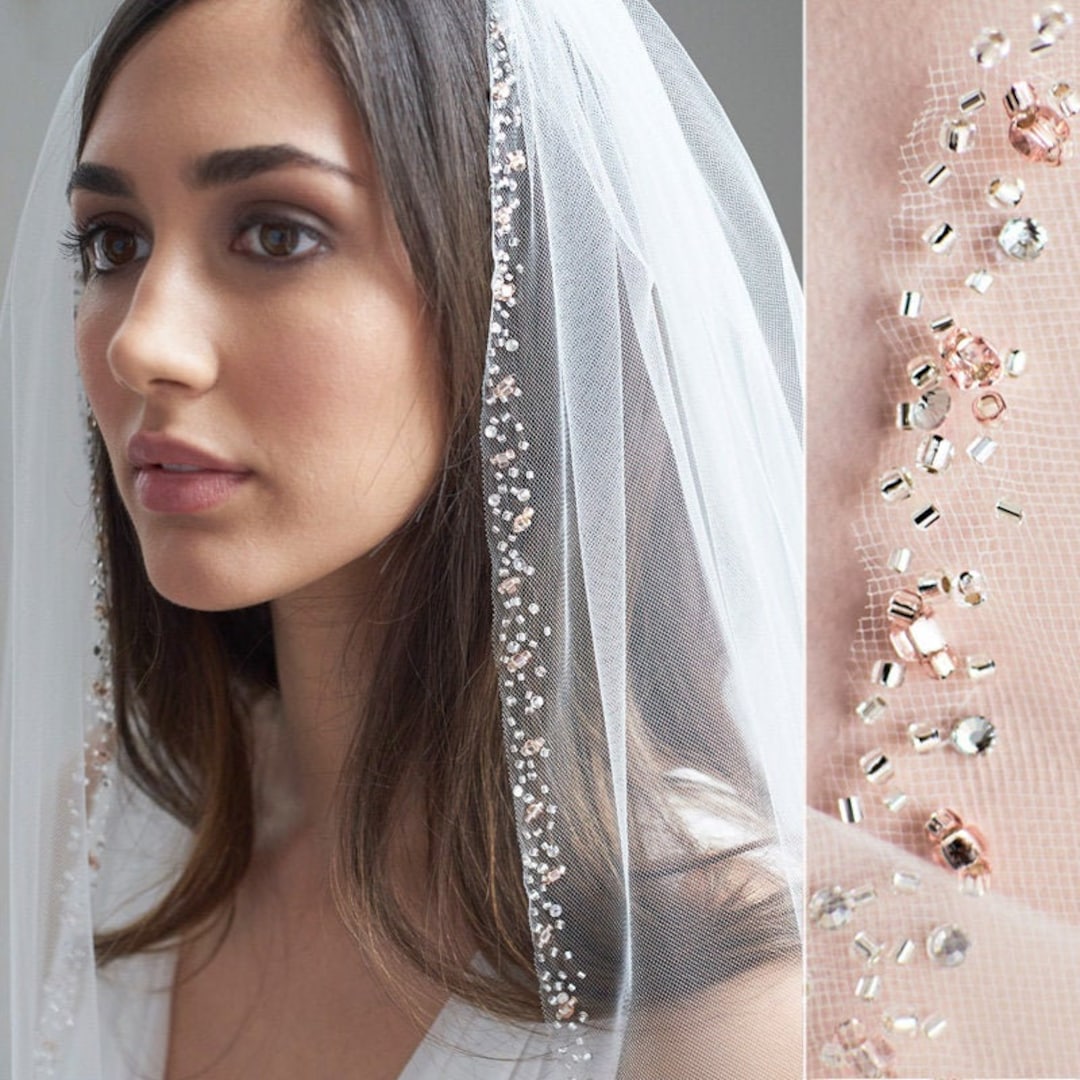 Brides & Hairpins Frances Fingertip Veil with Blusher & Scattered Crystals Retail