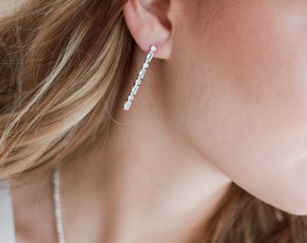 Thin Dangle Earrings • Wedding Earrings for Brides • CZ Wedding Earrings • Bridal Drop Earrings • Wedding Earrings • Dangle Earrings • 4343