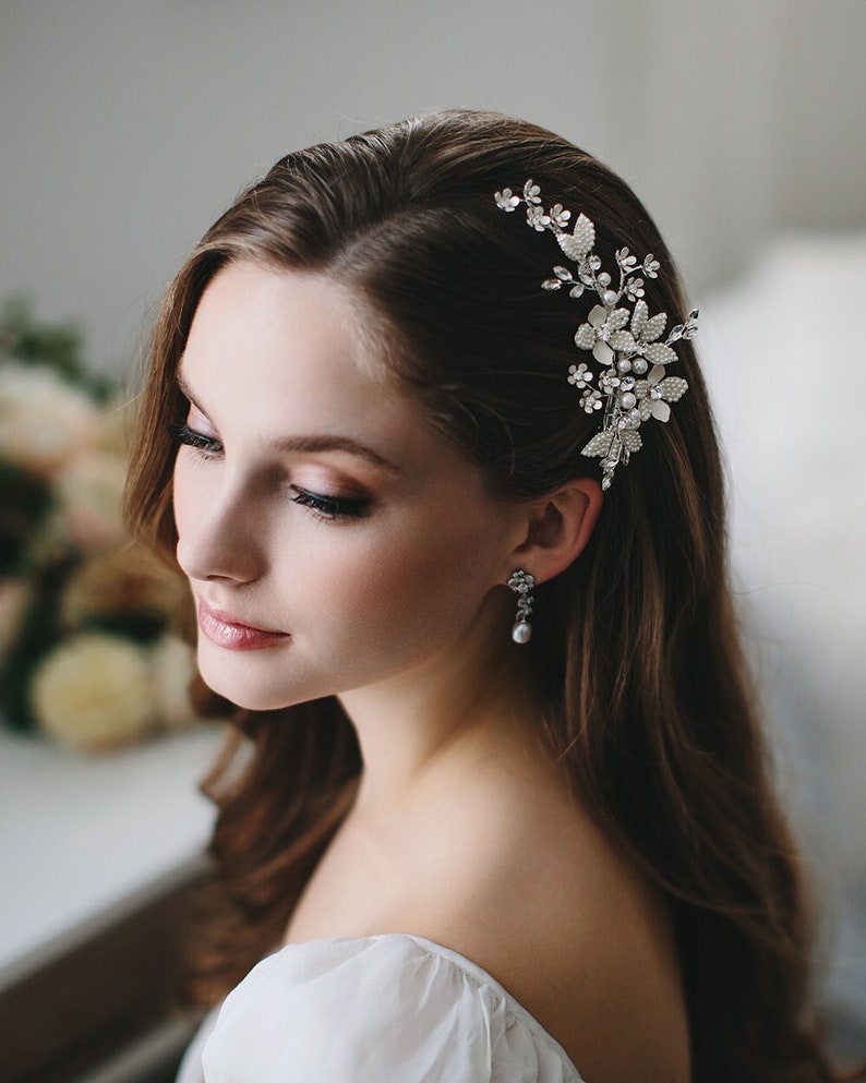 Wedding Hair Clip Bridal Hair Clip Pearl & Floral Bridal Clip Floral Bridal Hair Clip Pearl Wedding Clip Wedding Hair Clip 2514 image 1