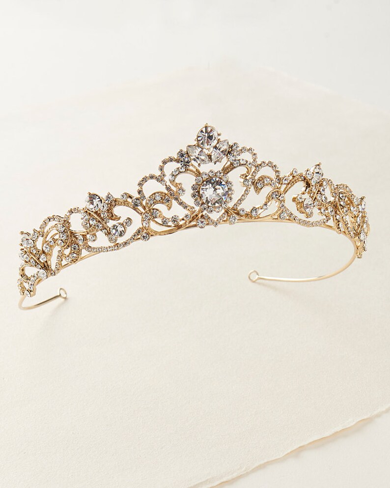 Rhinestone Bridal Crown Wedding Elegant Tiara Rose Gold | Etsy