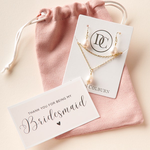 Pearl Bridesmaid Jewelry Set • Bridesmaid Jewelry Gift • Freshwater Pearl Jewelry • Minimalist Pearl Jewelry • Bridesmaid Jewelry Set ~1708