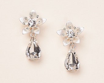 Floral & Crystal Earrings • Bridal Earrings • Floral Jewelry • Crystal Jewelry • Wedding Earrings • Dangle Earrings • Bridal • 4273