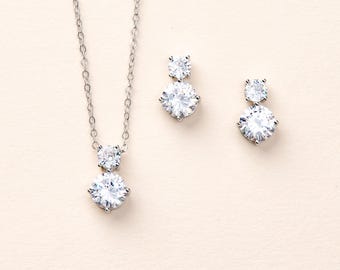 CZ Jewelry Set • Cubic Zirconia Wedding Jewelry Set • Timeless Jewelry Set • Bridesmaid Jewelry • Classic Bridal Jewelry Set • 1782
