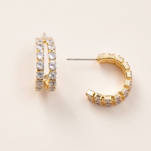 Double Gold Hoop Earrings • Gold Hoop Earrings • Silver Hoops • Silver Hoop Earrings • Hoop Earrings for Women • Gold Huggies Earrings ~4349