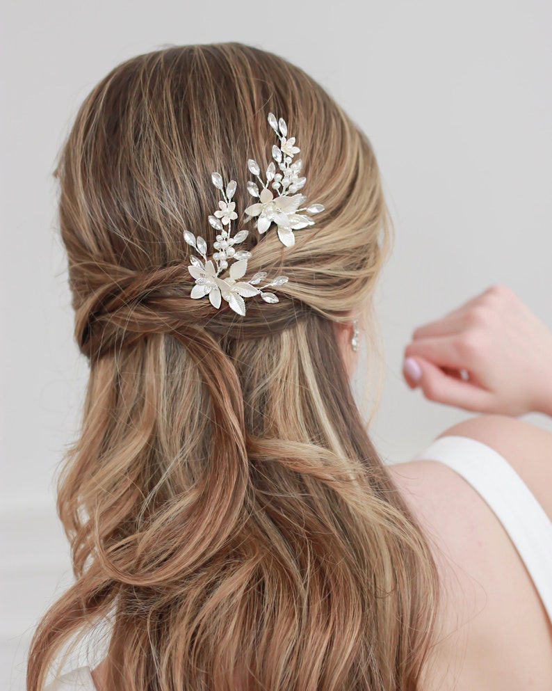 Floral Wedding Hair Pin, Bridal Hair Pin, Floral Bridal Hair Pin, Wedding Hair Pins, Bridal Hair Pin, Wedding Hair Pin, Bridal Pins2855 image 2