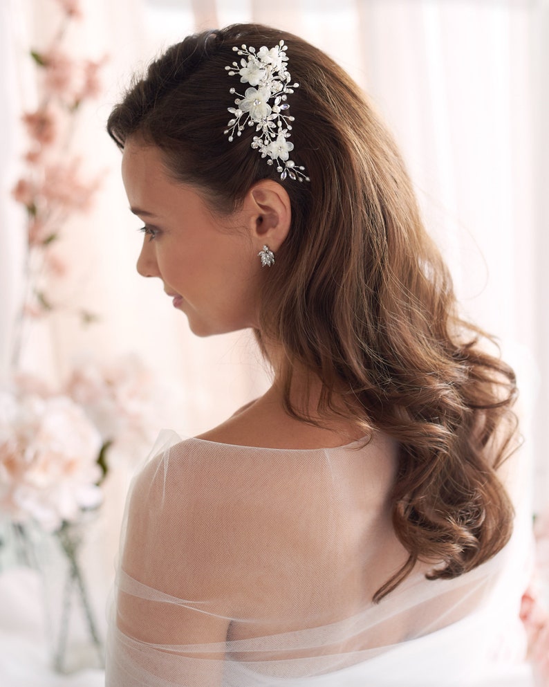 Floral Wedding Hair Clip Pearl Bridal Hair Clip Floral Pearl Etsy