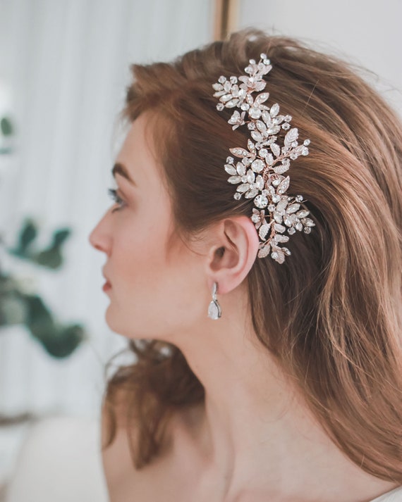 Vintage Silver Crystal and Rhinestone Bridal Comb • Wedding 