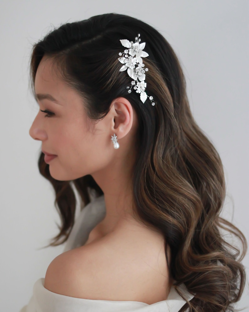 Floral Bridal Comb, Floral Wedding Hair Comb, Bridal Hair Comb, Floral Bridal Hair Accessory, Wedding Hair Accessory, Floral Comb 2437 image 5