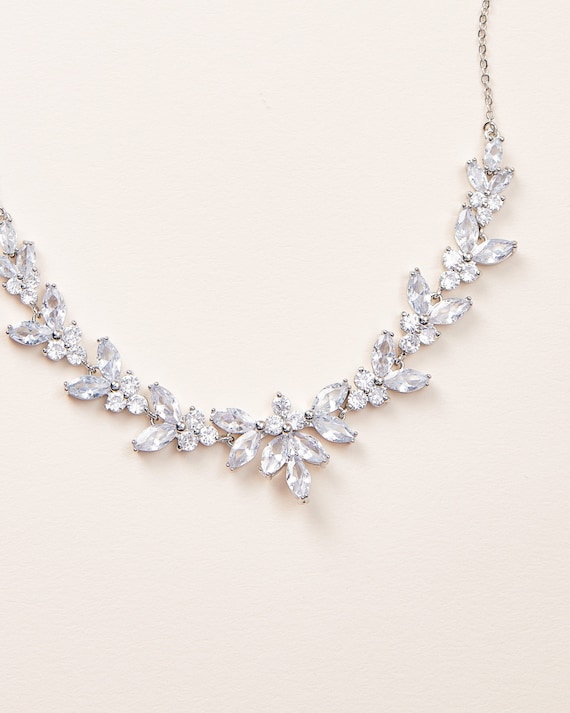 CZ Wedding Necklace, CZ Bridal Necklace, Wedding Jewelry, Bridal Jewelry, Bib Style Necklace, Bridal Accessories, Necklace for Bride ~1758