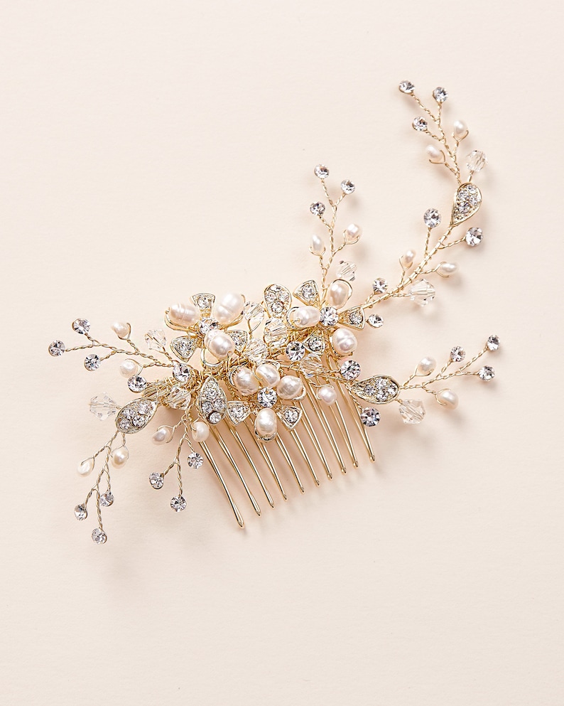 Pettine per capelli da sposa in cristallo, pettine per capelli da sposa con perle, pettine da sposa, pettine per capelli con perle, pettine per capelli per matrimonio, pezzo di capelli da sposa, accessorio per capelli 2051 immagine 4