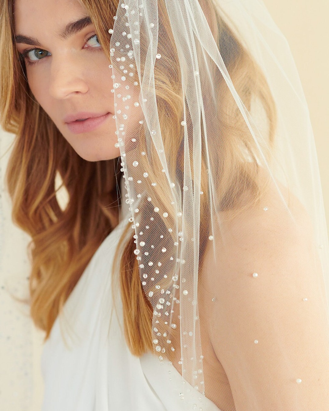 Pearl Wedding Veil Pearl & Crystal Bridal Veil Pearl Crystal Edge Veil