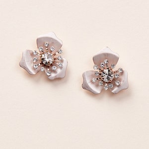 Floral Bridal Stud Earrings Floral Wedding Earrings Flower Stud Earrings Floral Studs Crystal Floral Studs Wedding Studs 4198 image 7