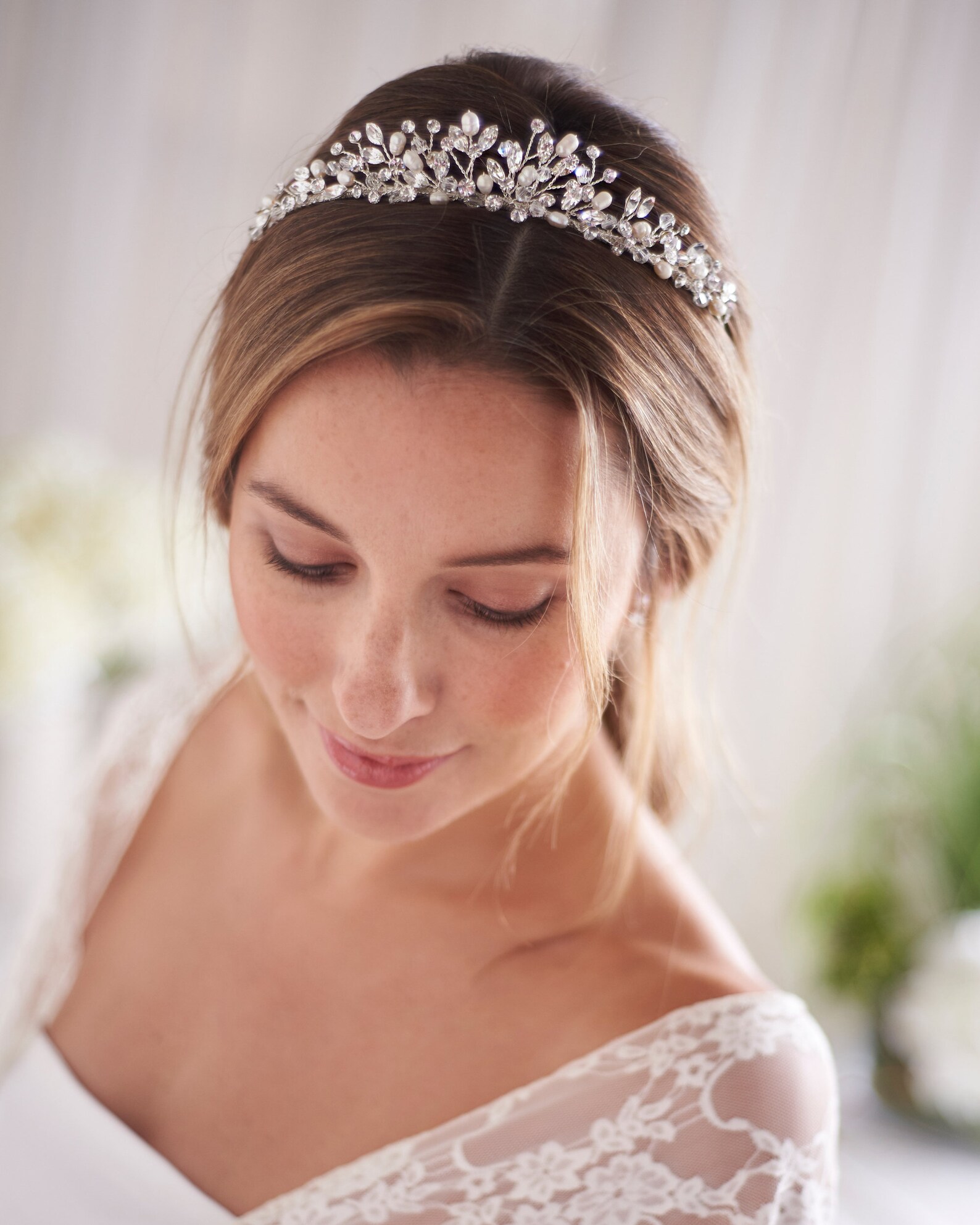 Pearl Crystal Wedding Tiara Bridal Tiara Pearl Wedding Headpiece Pearl Crystal Wedding Tiara Bridal Tiara Pearl Wedding Headpiece