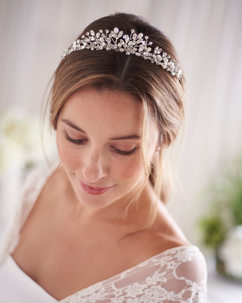 Pearl & Crystal Wedding Tiara Bridal Tiara Pearl Wedding Etsy Australia