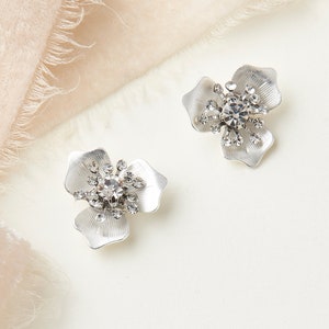 Floral Bridal Stud Earrings Floral Wedding Earrings Flower Stud Earrings Floral Studs Crystal Floral Studs Wedding Studs 4198 image 6