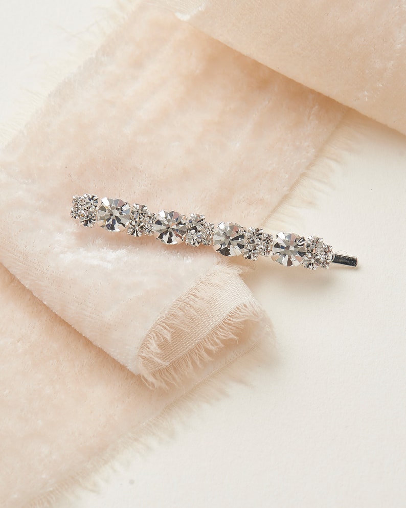 Set of 2 Crystal Bridal Bobby Pins, Silver Wedding Bobby Pins, Crystal Wedding Bobby Pins, Silver Bridal Bobby Pins, Bridal Hair 2857 image 4