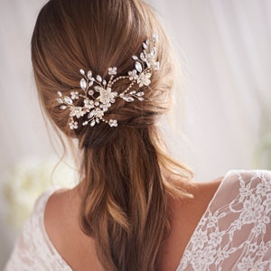 Silver Pearl & Crystal Wedding Hair Clip, Bridal Hair Clip, Pearl Wedding Hair Clip, Pearl Bridal Hair Clip, Crystal Bridal Clip 2431 image 6