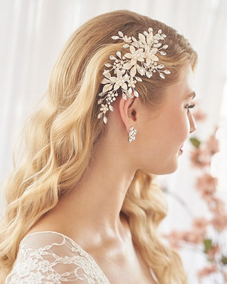 Floral Bridal Comb Wedding Hair Comb Floral Wedding Comb Etsy