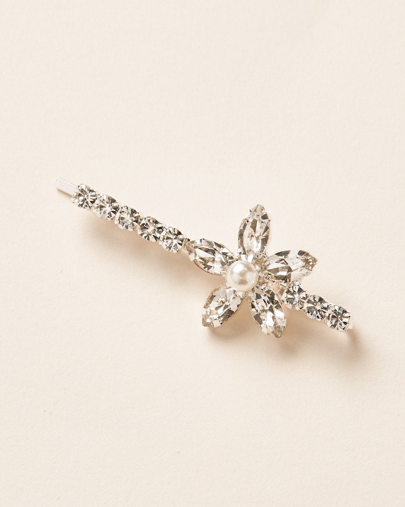 Crystal Floral Bobby Pin Bridal Bobby Pin Floral Wedding Etsy