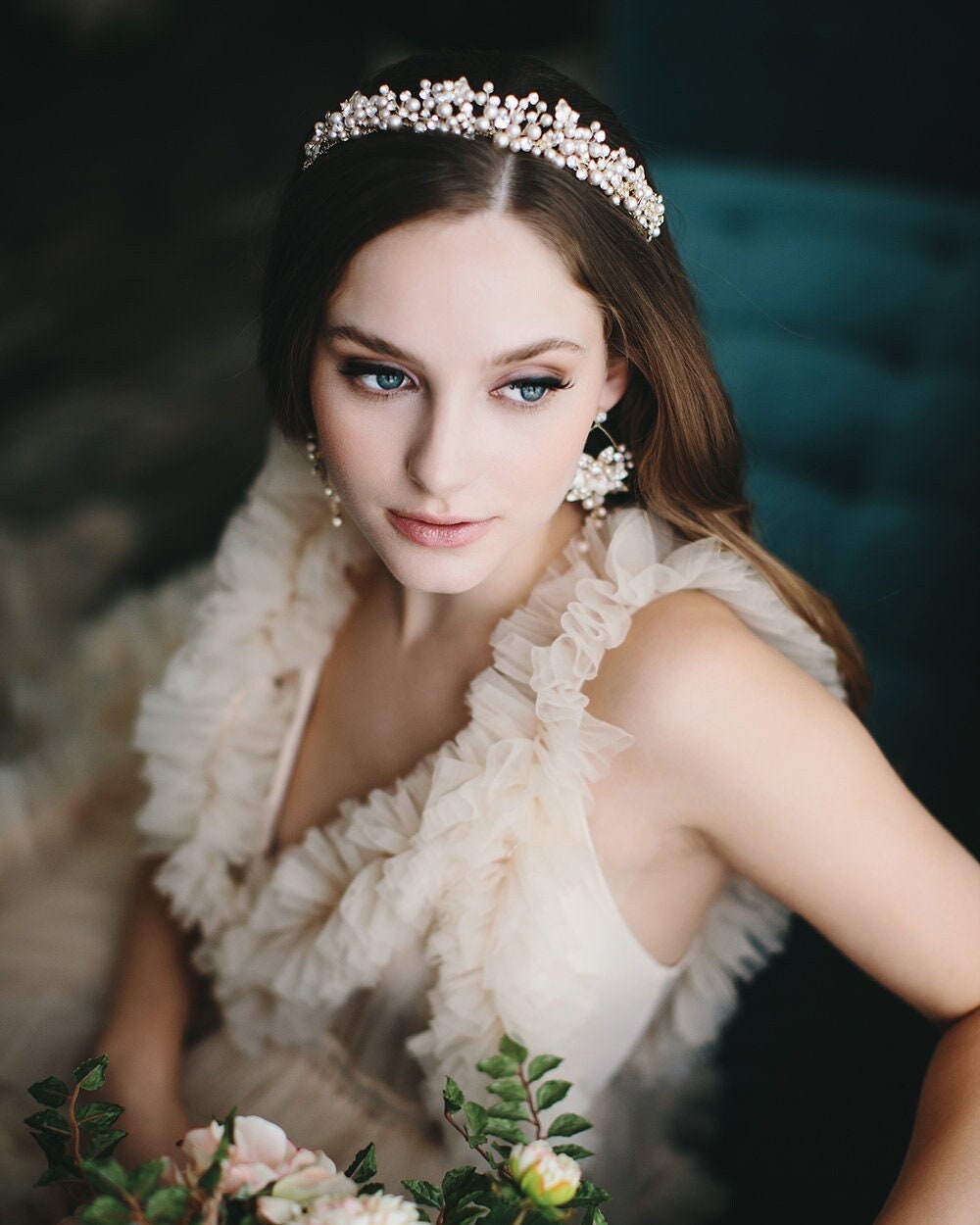 Pearl Bridal Tiara • Crystal Wedding Tiara • Pearl Bridal  display picture 3