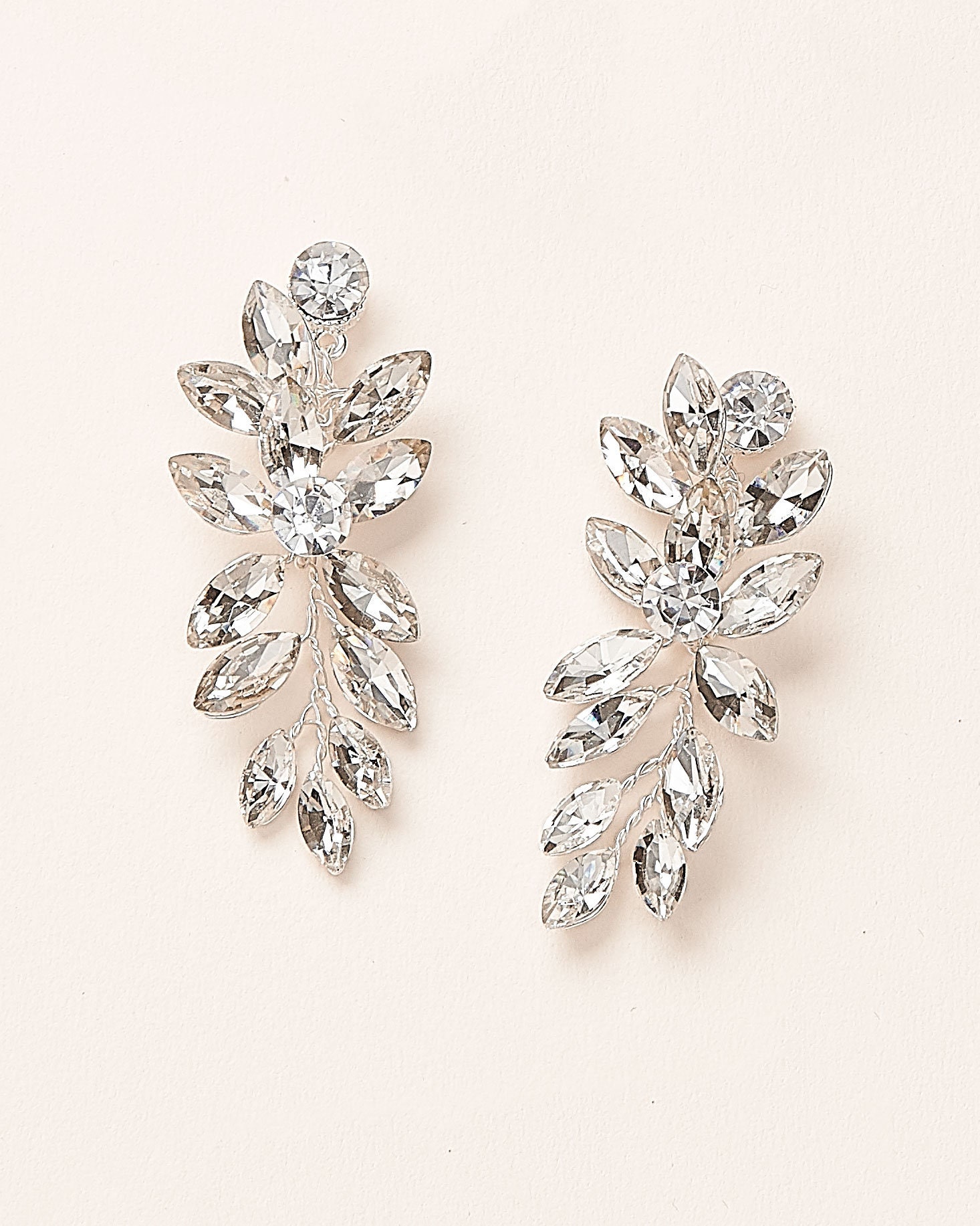 Floral Bridal Earrings Floral Crystal Wedding Earrings | Etsy