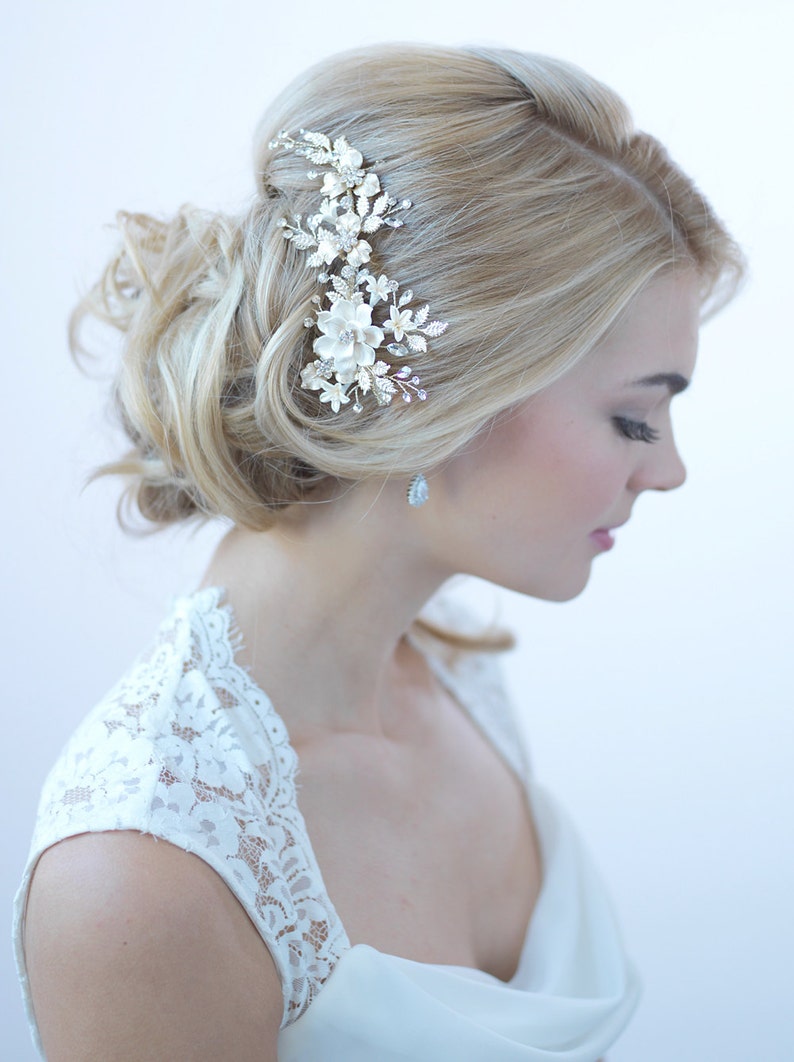 Floral Bridal Clip Floral Bridal Hair Clip Flower Wedding Etsy