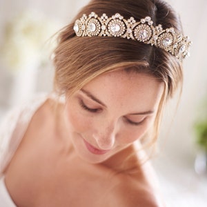 Vintage Bridal Tiara, Bridal Hair Accessory, Royal Bridal Crown, Rhinestone Wedding Crown, Antique Wedding Tiara, Bridal Headpiece TI-3286 image 6
