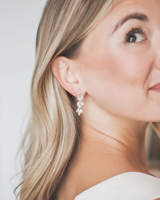 Orecchini Pendenti Con Perle E Zirconia Cubica - Gioielli Eleganti Per Sposa E Damigelle