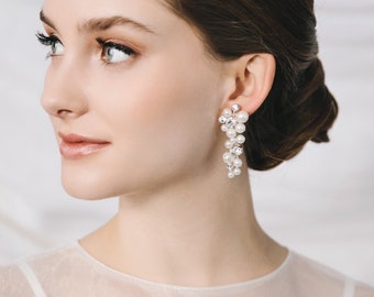 Pearl & Crystal Wedding Earrings • Pearl Bridal Earrings • Pearl Crystal Bridal Drop Earrings • Wedding Earrings • Bridal Earrings • 4463