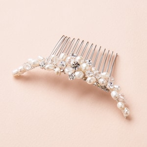 Freshwater Pearl Bridal Comb, Silver Wedding Comb, Freshwater Pearl Bridal Hair Comb, Pearl Wedding Hair Comb, Crystal & Pearl Comb2331 image 5