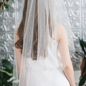 Cathedral Wedding Veil, Scattered Pearl Bridal Veil, Scattered Pearl Wedding Veil, Cathedral Wedding Veil, Ivory Veil, Fingertip Veil 5102 image 6