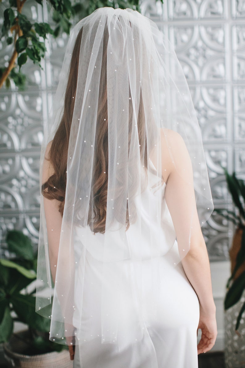 Cathedral Wedding Veil, Scattered Pearl Bridal Veil, Scattered Pearl Wedding Veil, Cathedral Wedding Veil, Ivory Veil, Fingertip Veil 5102 image 6