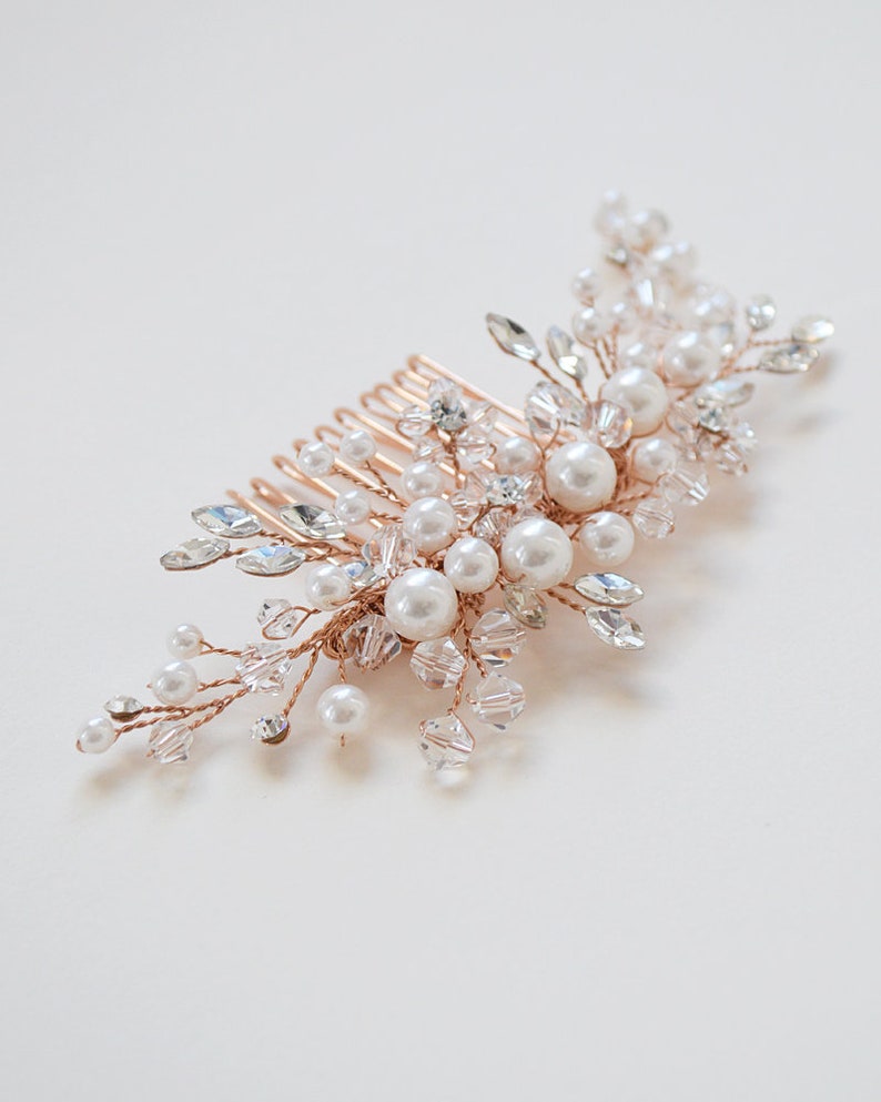 Pearl Bridal Comb Floral Wedding Comb Bridal Hair Comb Etsy