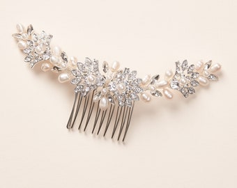 Pearl Bridal Comb • Silver Wedding Comb • Pearl Bridal Hair Comb • Pearl Wedding Hair Comb • Crystal & Pearl Comb • ~2500